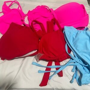 Shein string bikini bottom and top. Pink red blue New